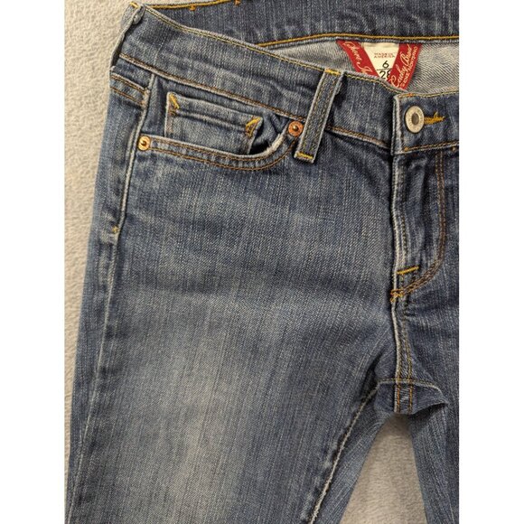 VTG Lucky Brand Zoe Jeans Womens 6 Blue Flare Bootcut Distressed Made USA Denim - Picture 2 of 16